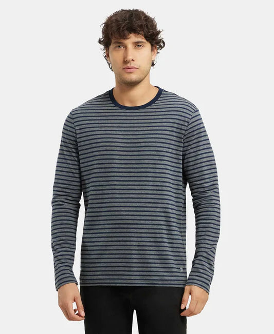 #AM01 Super Combed Cotton Rich Striped Round Neck Full Sleeve T-Shirt