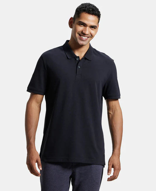 #AM35 Super Combed Cotton Rich Pique Fabric Solid Half Sleeve Polo T-Shirt