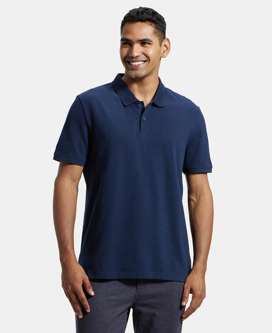 #AM35 Super Combed Cotton Rich Pique Fabric Solid Half Sleeve Polo T-Shirt