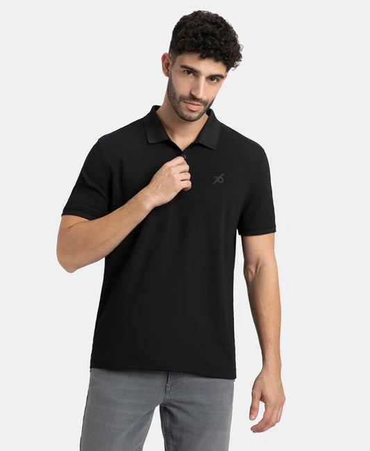 #AM38 Microfiber Fabric Solid Half Sleeve Polo T-Shirt with StayDry & StayFresh Technology