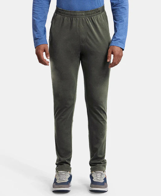 #AM49 Super Combed Cotton Rich Slim Fit Trackpants with Side and Zipper Media Pocket