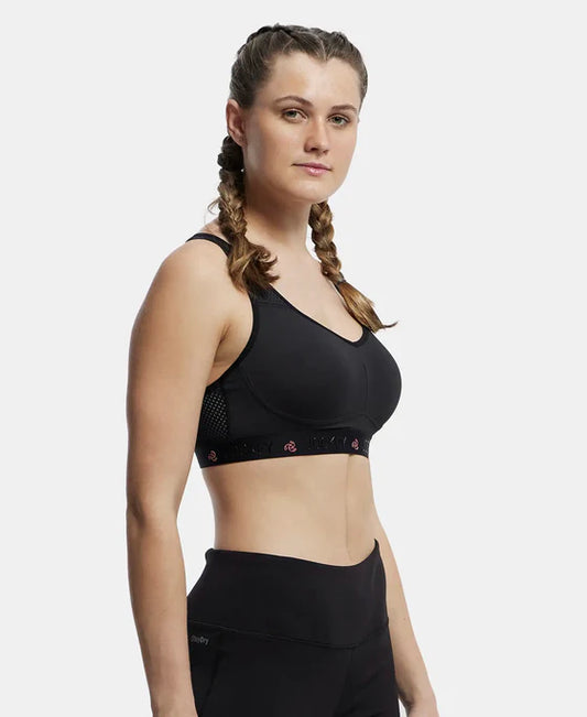 #AP21 Wirefree Padded Tactel Nylon Elastane Stretch Full Coverage Sports Bra with Optional Cross Back Styling