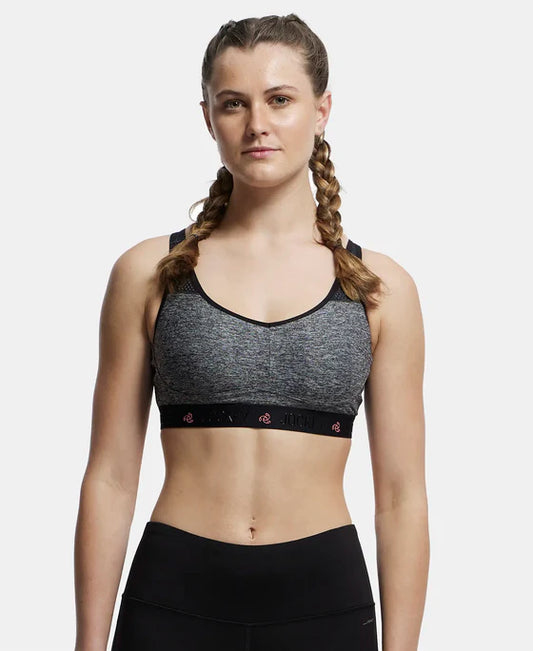 #AP21 Wirefree Padded Tactel Nylon Elastane Stretch Full Coverage Sports Bra with Optional Cross Back Styling
