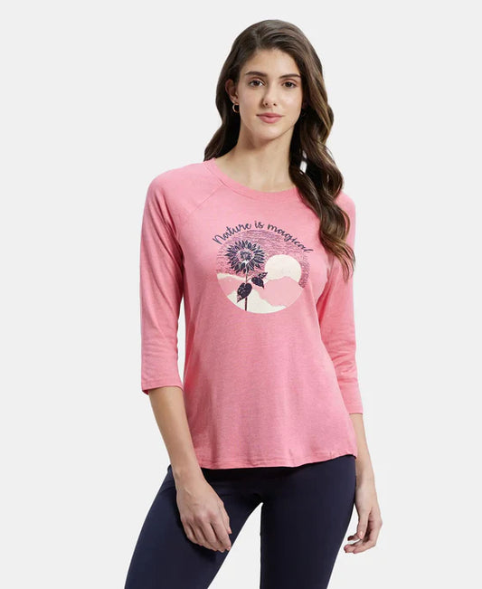 #AW46 Micro Modal Cotton Relaxed Fit Graphic Printed Round Neck Three Quarter Sleeve T-Shirt