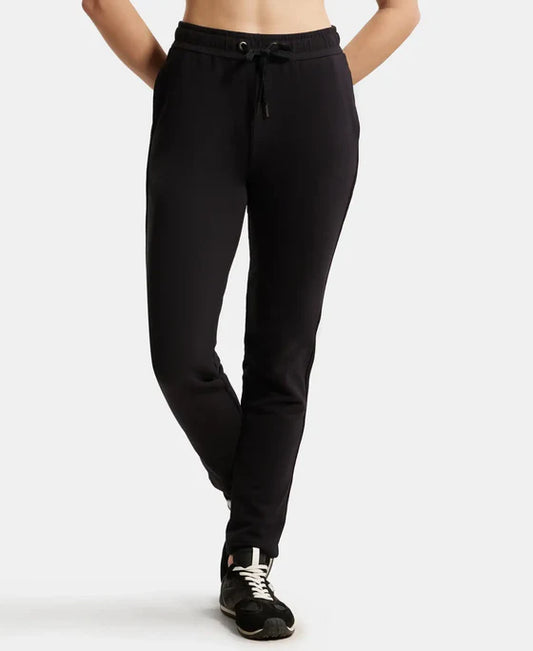 #AW60 Super Combed Cotton Elastane Stretch French Terry Straight Fit Trackpants with Side Pockets