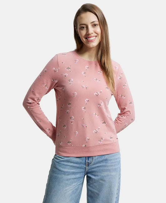 #AW68 Super Combed Cotton Elastane Stretch French Terry Fabric Printed Sweatshirt with Ribbed Cuff
