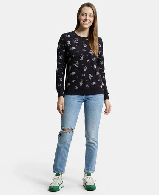 #AW68 Super Combed Cotton Elastane Stretch French Terry Fabric Printed Sweatshirt with Ribbed Cuff