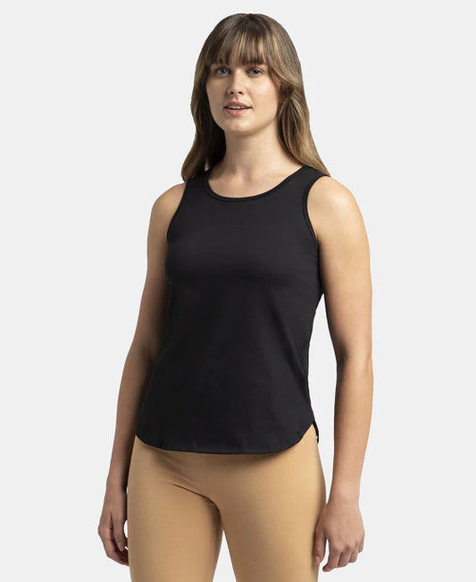 #AW77 Super Combed Cotton Rich Solid Curved Hem Styled Tank Top