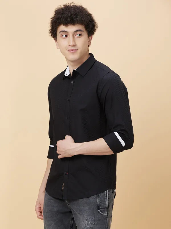 Being Human Clothing Men Slim Fit Shirts-Black #BHMLS24112