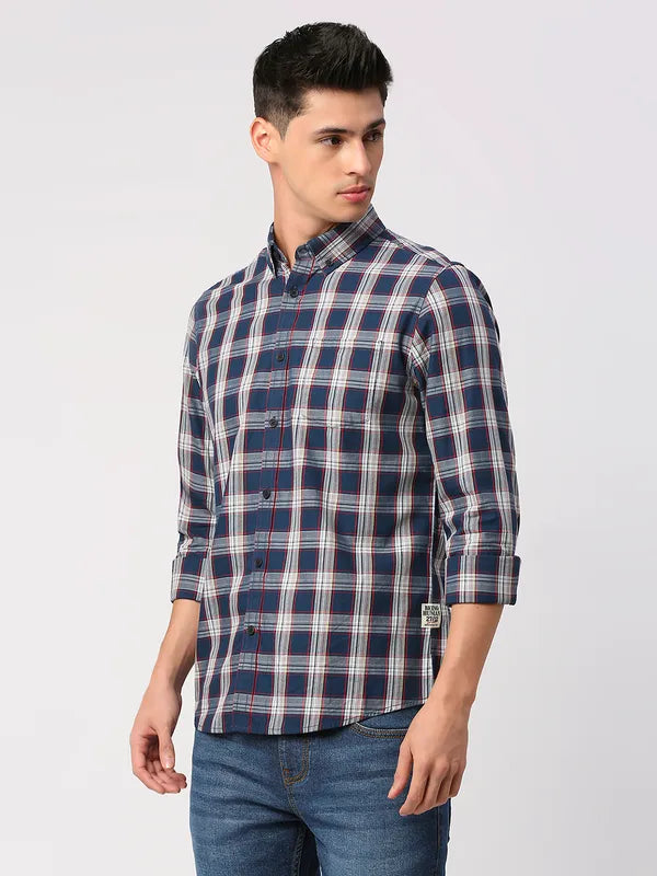 Being Human Clothing Men Slim Fit Shirts-Navy #BHMLS24127