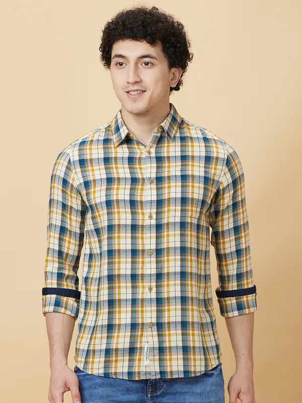 Being Human Clothing Mens-Top Shirts Beige Mustard #BHMLS24588