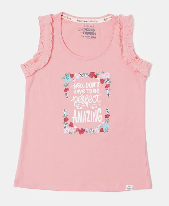 #CG19 Girl's Super Combed Cotton Graphic Printed Tank Top