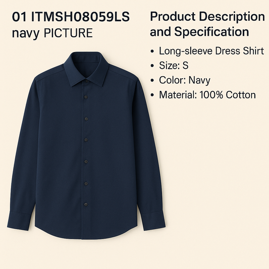 01 ITMSH08059LS Navy Long-Sleeve Dress Shirt