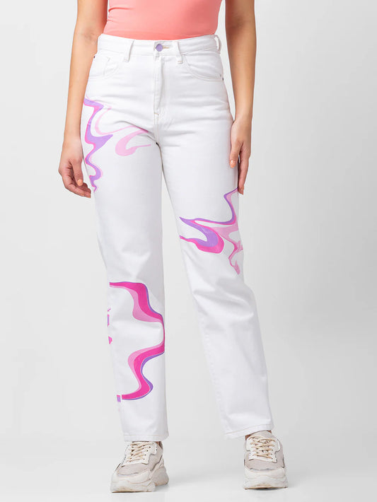 Spykar Women White Lycra Straight Fit Regular Length Jeans #WDYNR1BC021
