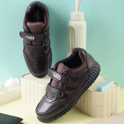 Force 10 Brown Non Lacing Uniform School Shoes For Kids ELECTRA-V By Liberty