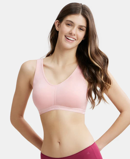#ES04 Wirefree Padded Super Combed Cotton Elastane Stretch Full Coverage Lounge and Sleep Bra with Removable Pads