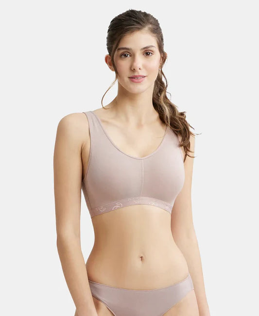 #ES04 Wirefree Padded Super Combed Cotton Elastane Stretch Full Coverage Lounge and Sleep Bra with Removable Pads