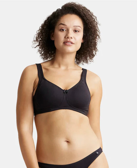 #ES24 Wirefree Non Padded Super Combed Cotton Elastane Stretch Full Coverage Plus Size Bra Plush Lining Cup -
