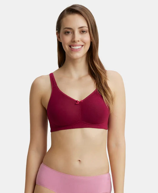 #FE41 Wirefree Non Padded Plus Size Super Combed Cotton Elastane Stretch Full Coverage Everyday Bra with Concealed Shaper Panel