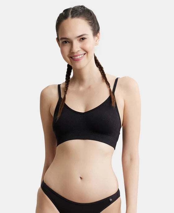 # FE74 Wirefree Seamfree Non Padded Micro Touch Nylon Elastane Stretch Full Coverage Bra with Optional Cross Back Styling