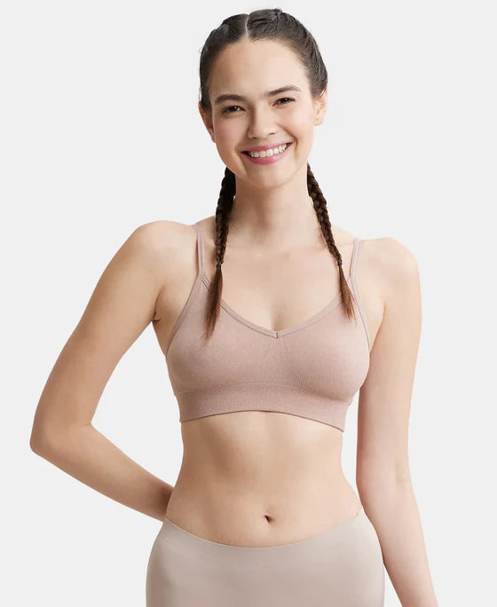 # FE74 Wirefree Seamfree Non Padded Micro Touch Nylon Elastane Stretch Full Coverage Bra with Optional Cross Back Styling