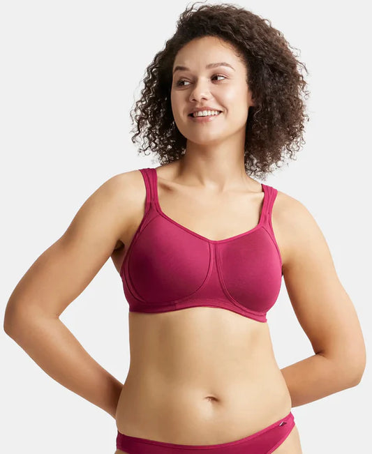 #FE78 Wirefree Padded Super Combed Cotton Elastane Stretch Full Coverage Plus Size Bra with Broad Cushioned Fabric Strap
