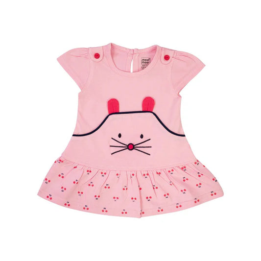 Girls Printed Frock -Pink