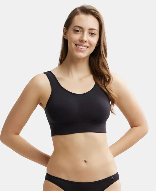 #JW12 Wirefree Padded Tencel Lyocell Elastane Stretch Full Coverage Lounge Bra with Stay Fresh Properties and Removable Pads