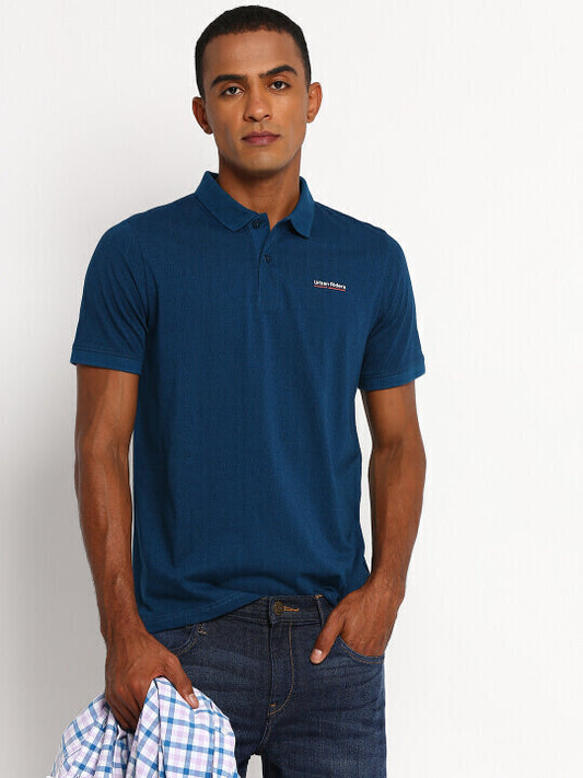 #LMTS001270 Lee Men Printed Blue Polo Neck Slim Fit Tshirts