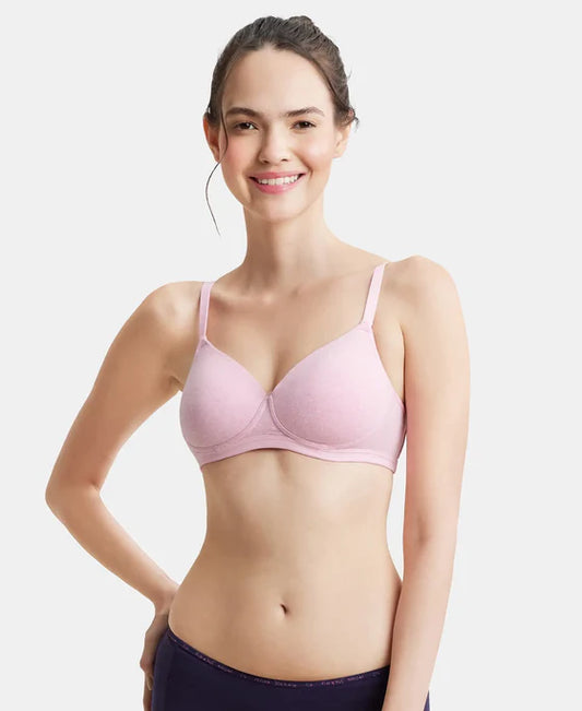 #MJ20 Wirefree Padded Super Combed Cotton Elastane Stretch Full Coverage Slip-On Beginners Bra