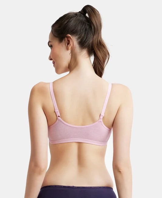 #MJ20 Wirefree Padded Super Combed Cotton Elastane Stretch Full Coverage Slip-On Beginners Bra