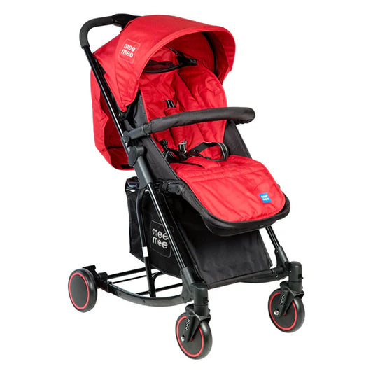 Premium Baby Pram with Rocker Function, Rotating Wheels & Adjustable Seat - Red