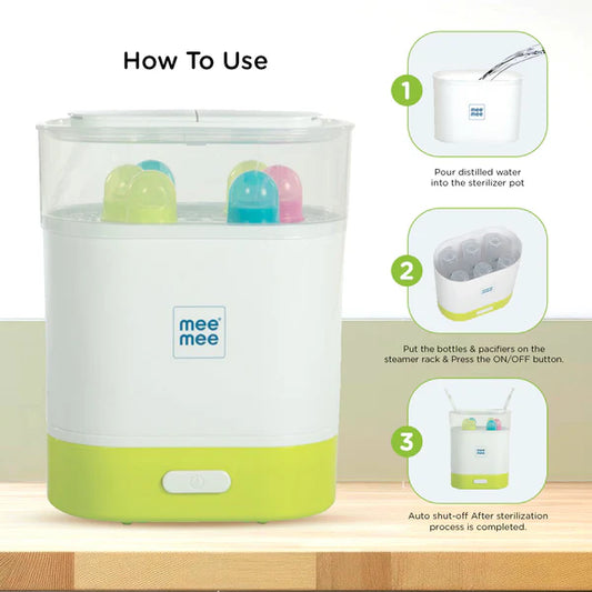 Advanced 3 in 1 Steam Sterilizer, Bottle and Food Warmer (Green) (6 Bottle, Steam Setrilizer & Food Warmer)