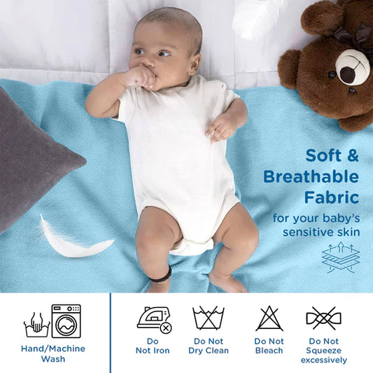 Reusable Water Proof Cotton Bed Protector Sheet/Extra Absorbent Mat/Dry Sheets/Urine Sheet/Dry Mat Small Blue