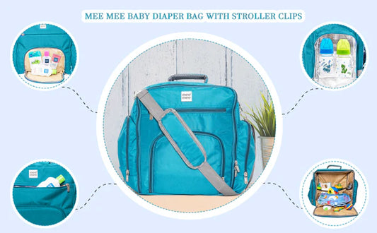Mee Mee Nursing Maternity Diaper Bag Multifunctional Adjustable Spacious Shoulder Bag with Stylish Strap Travel Bag for Little one | Mamas Bags (Green)
