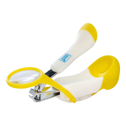 Gentle Nail Clipper with Magnifier (White/Yellow)