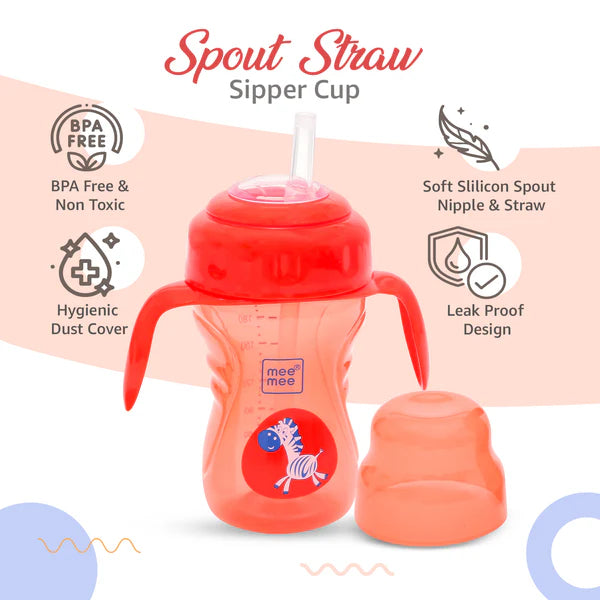 2-in-1 Spout & Straw Sipper Cup (Red)-240 ml
