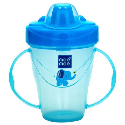Mee Mee Feeding Mug: Blue Elephant Sippy Cup with Handle for Easy Gripping and Drinking