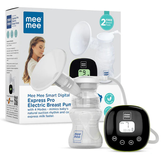 Mee Mee Adore Electric Breast Pump with 2 Phase Pumping | Digital Touch Screen | Smart Memory | Dual Power Mode - USB & Battery | 2pcs Breast Pads Free | Soft & Gentle | BPA Free | One Year Warranty | White |