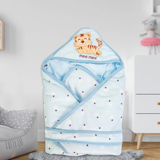 Baby Warm and Soft Swaddle Wrapper Hooded with Hood Double Layer for Newborn Babies