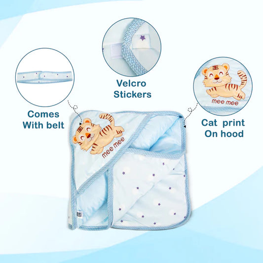 Baby Warm and Soft Swaddle Wrapper Hooded with Hood Double Layer for Newborn Babies