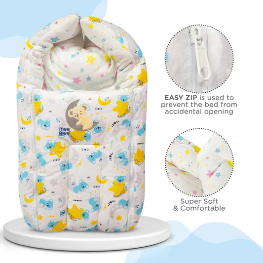 3 in 1 Baby Carry Nest with Sleeping Bag and Mattress for Newborn Babies (Blue)