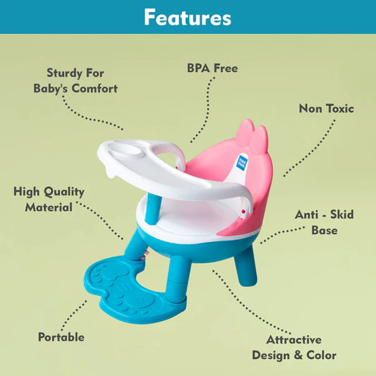 Foldable Booster Seat with Feeding Tray (PINK)
