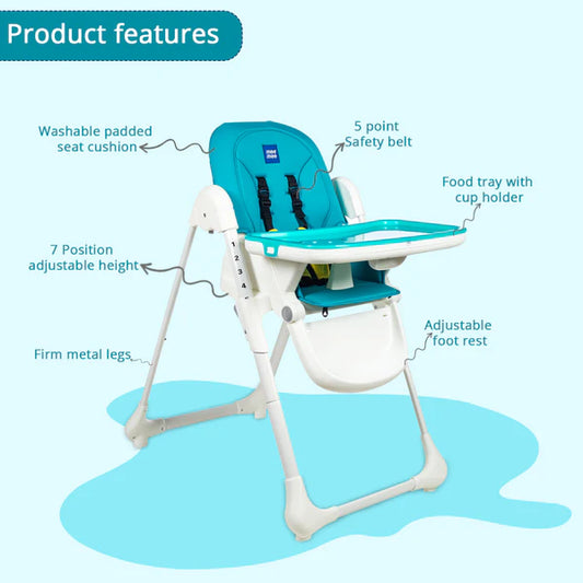 Ultra Sleek Baby High Chair with 7 Height Adjustment Levels(Green)