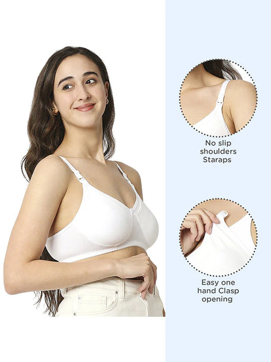 Women's Cotton Non-Padded Wire Free Maternity Bra|WHITE