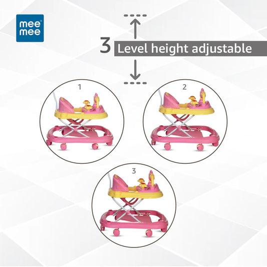 Baby Walker with Adjustable Height and Push Handle Bar