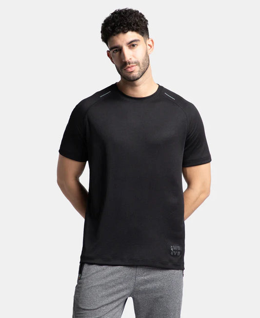 #MV16 Lightweight Microfiber Solid Round Neck Half Sleeve T-Shirt with Breathable Mesh