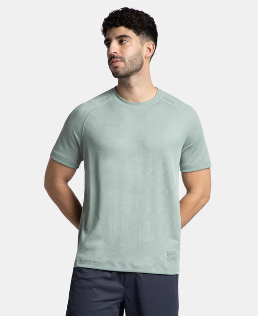 #MV16 Lightweight Microfiber Solid Round Neck Half Sleeve T-Shirt with Breathable Mesh