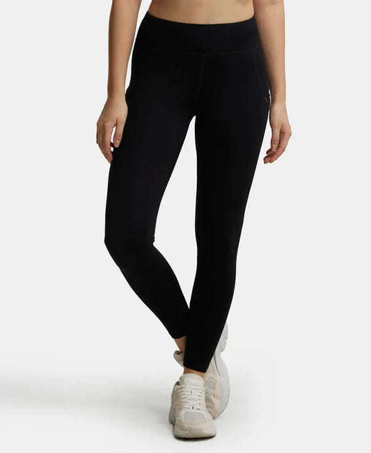 #MW12Tactel Microfiber Elastane Stretch Performance Leggings with Broadwaistband & Side Pockets