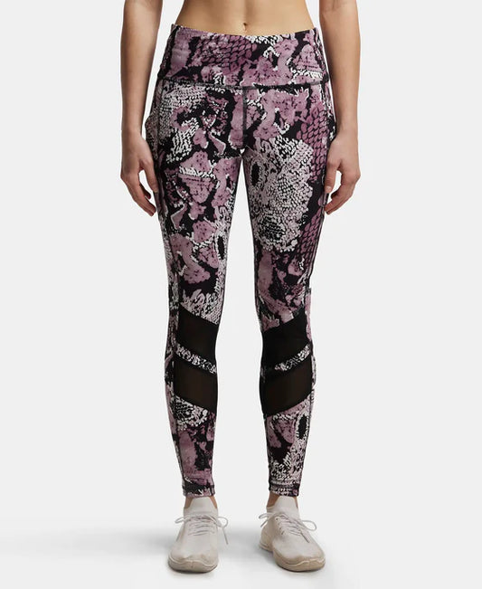 # MW38 Microfiber Elastane Stretch Performance Leggings with Breathable Mesh